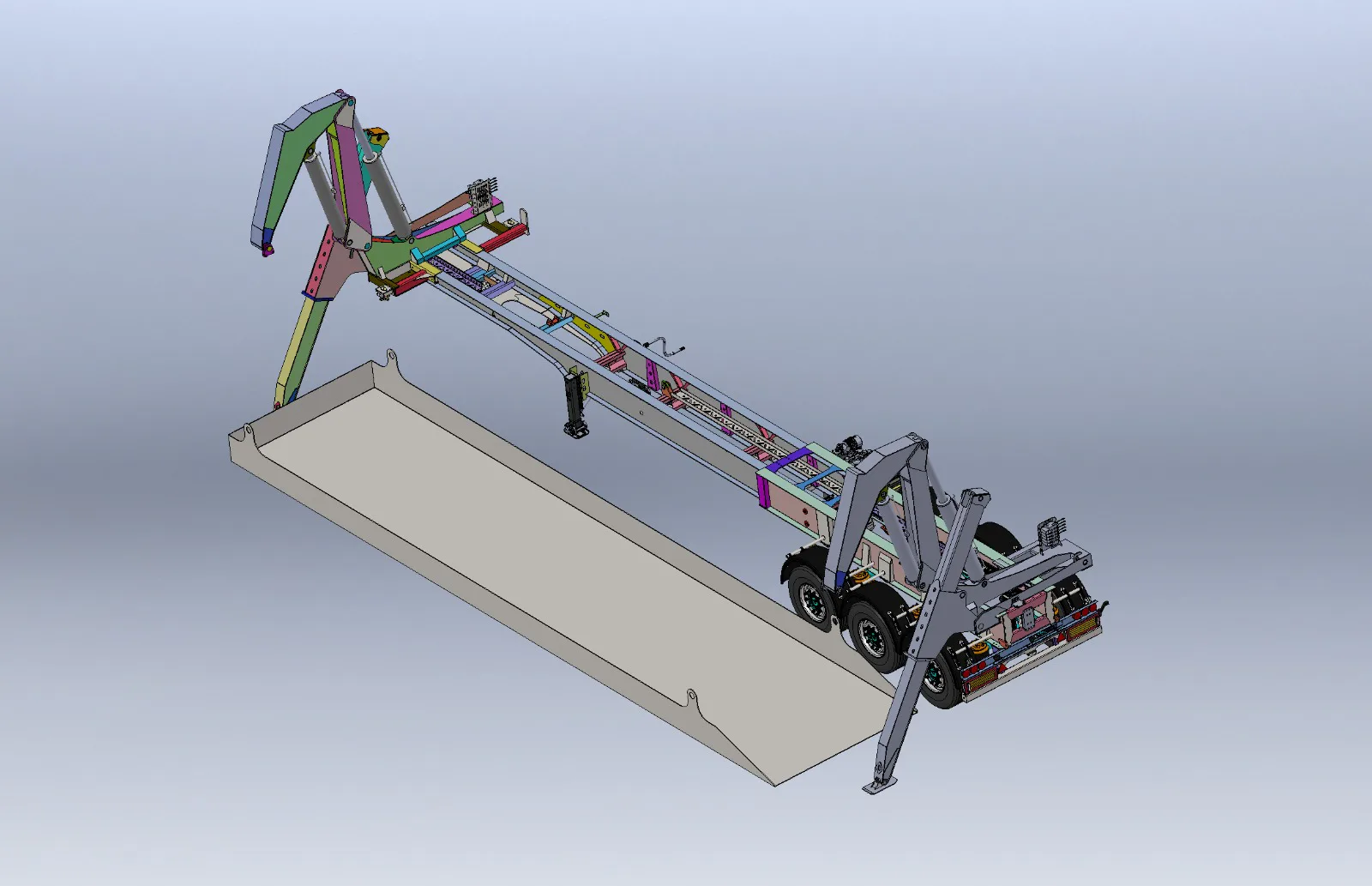 STU container side lifter produced for bespoke chassis and component requirements. — STU Trailers