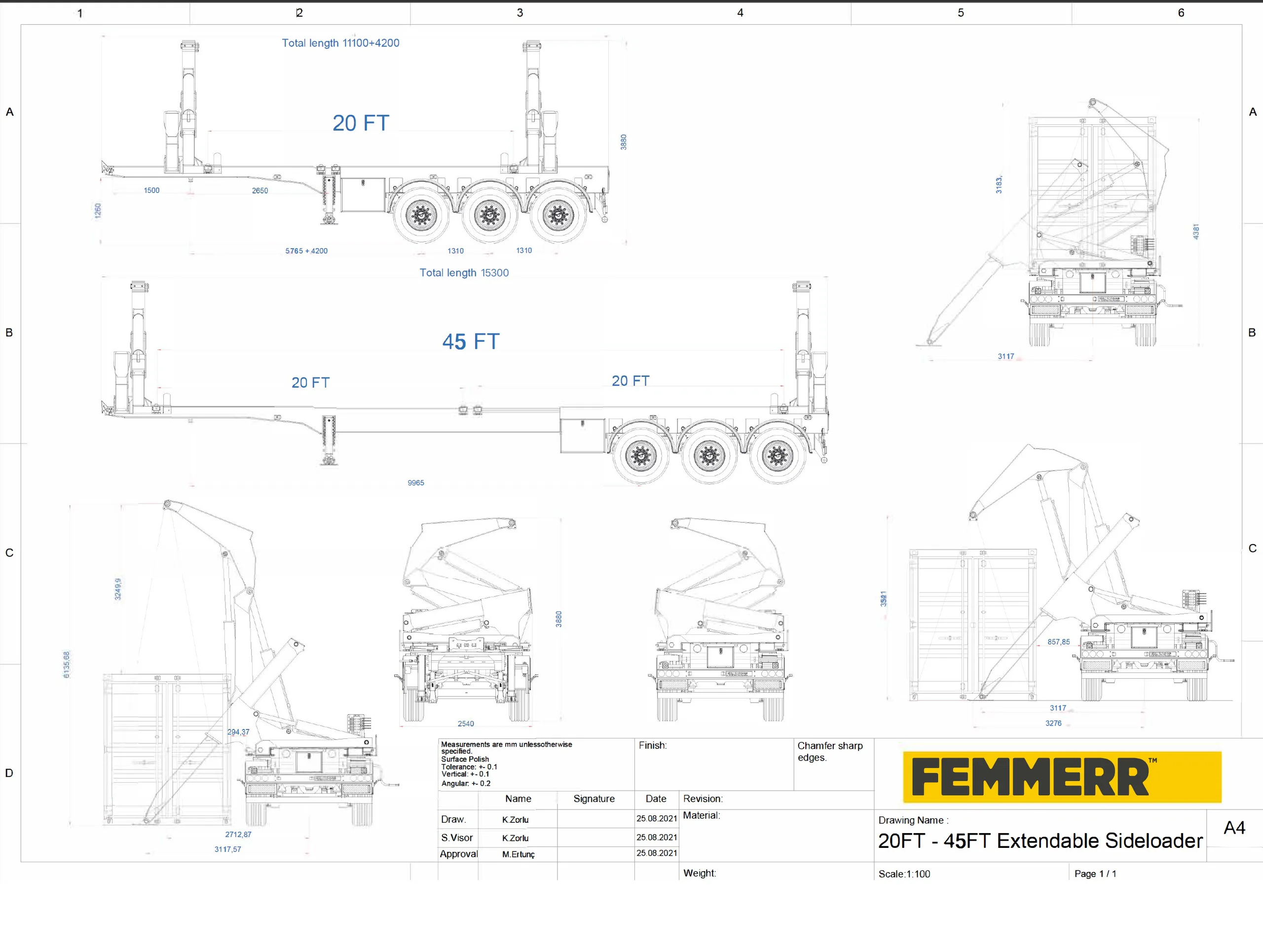 Fixed or extendable chassis with reinforced crane mounting zones — STU Trailers